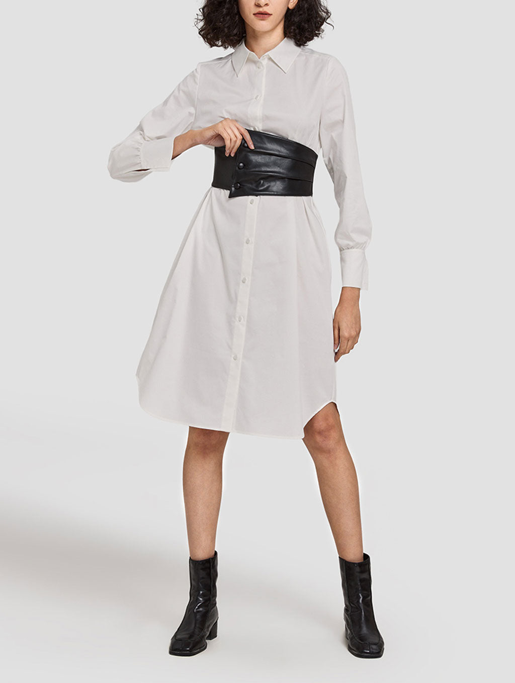 Corset Belted Shirt Dress