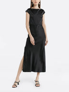 Crew Neck Side Split Midi Dress