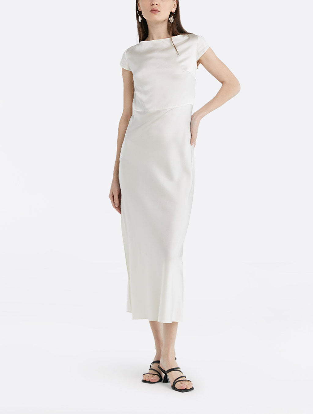 Crew Neck Side Split Midi Dress