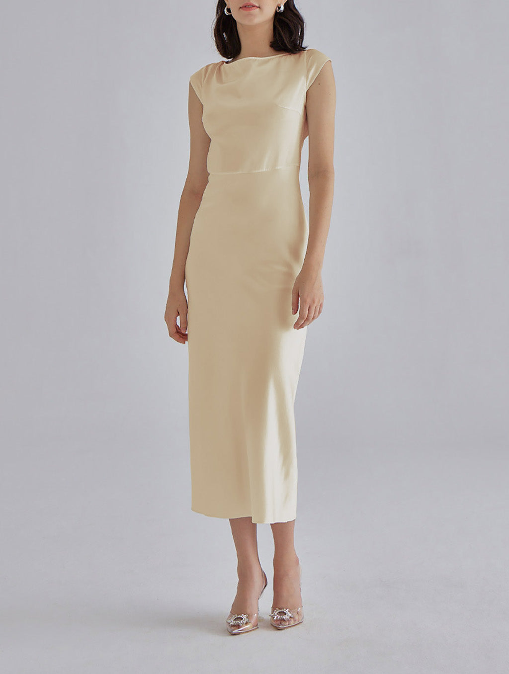 Crew Neck Side Split Midi Dress