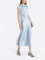 Crew Neck Side Split Midi Dress