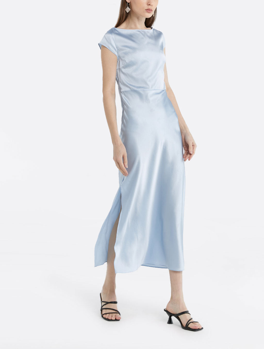 Crew Neck Side Split Midi Dress