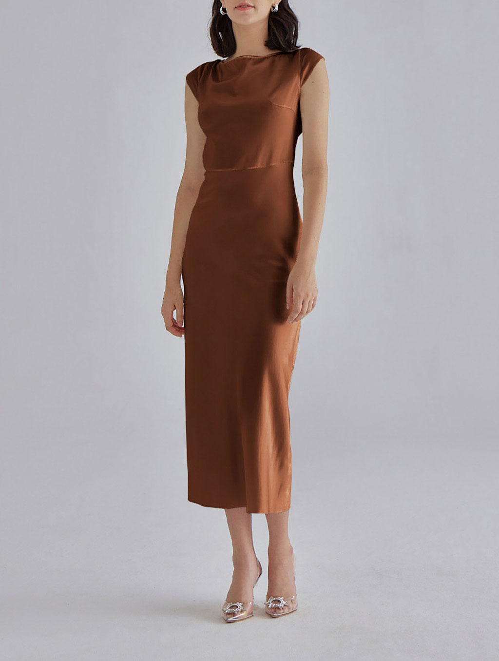 Crew Neck Side Split Midi Dress