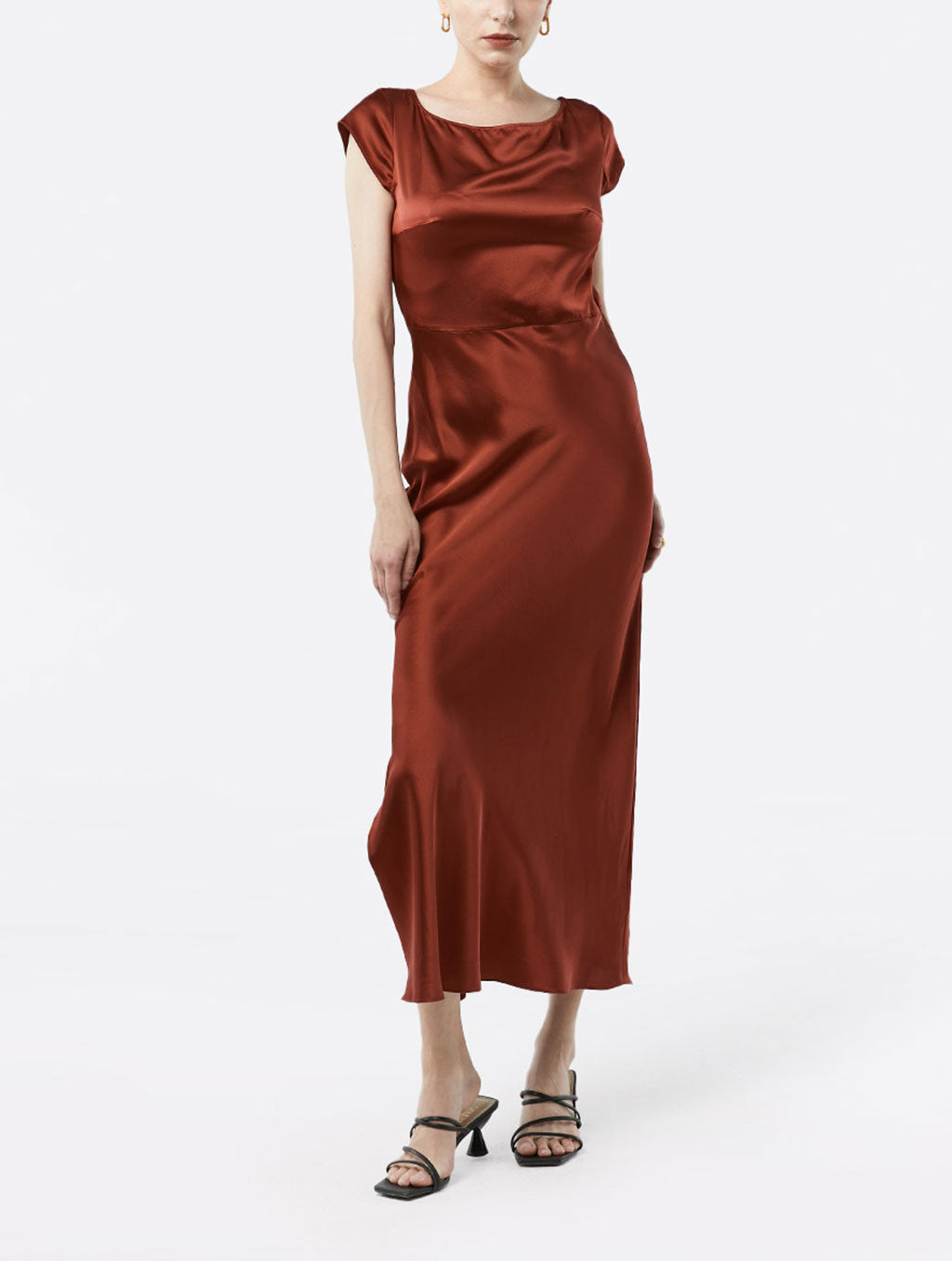 Crew Neck Side Split Midi Dress