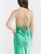 Crisscross Straps Silk Dress