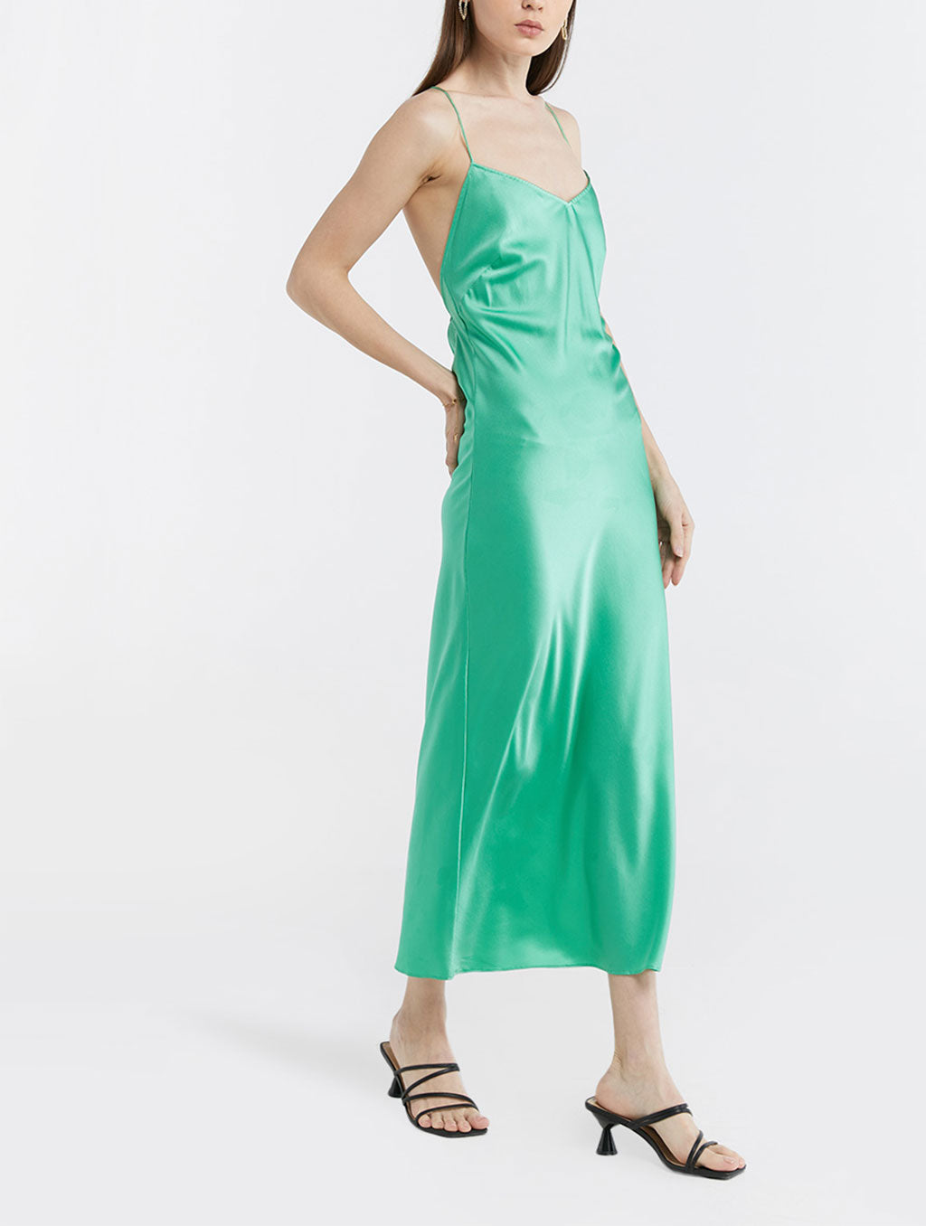 Crisscross Straps Silk Dress