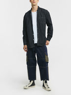 Cropped Denim Cargo Pants