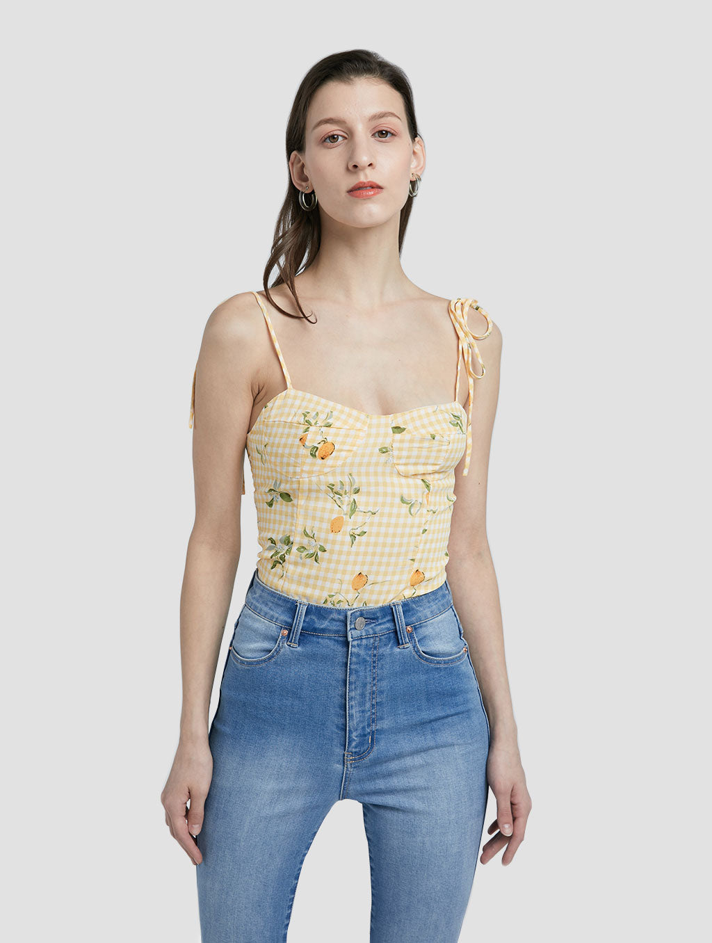 Cropped Lemon Print Top