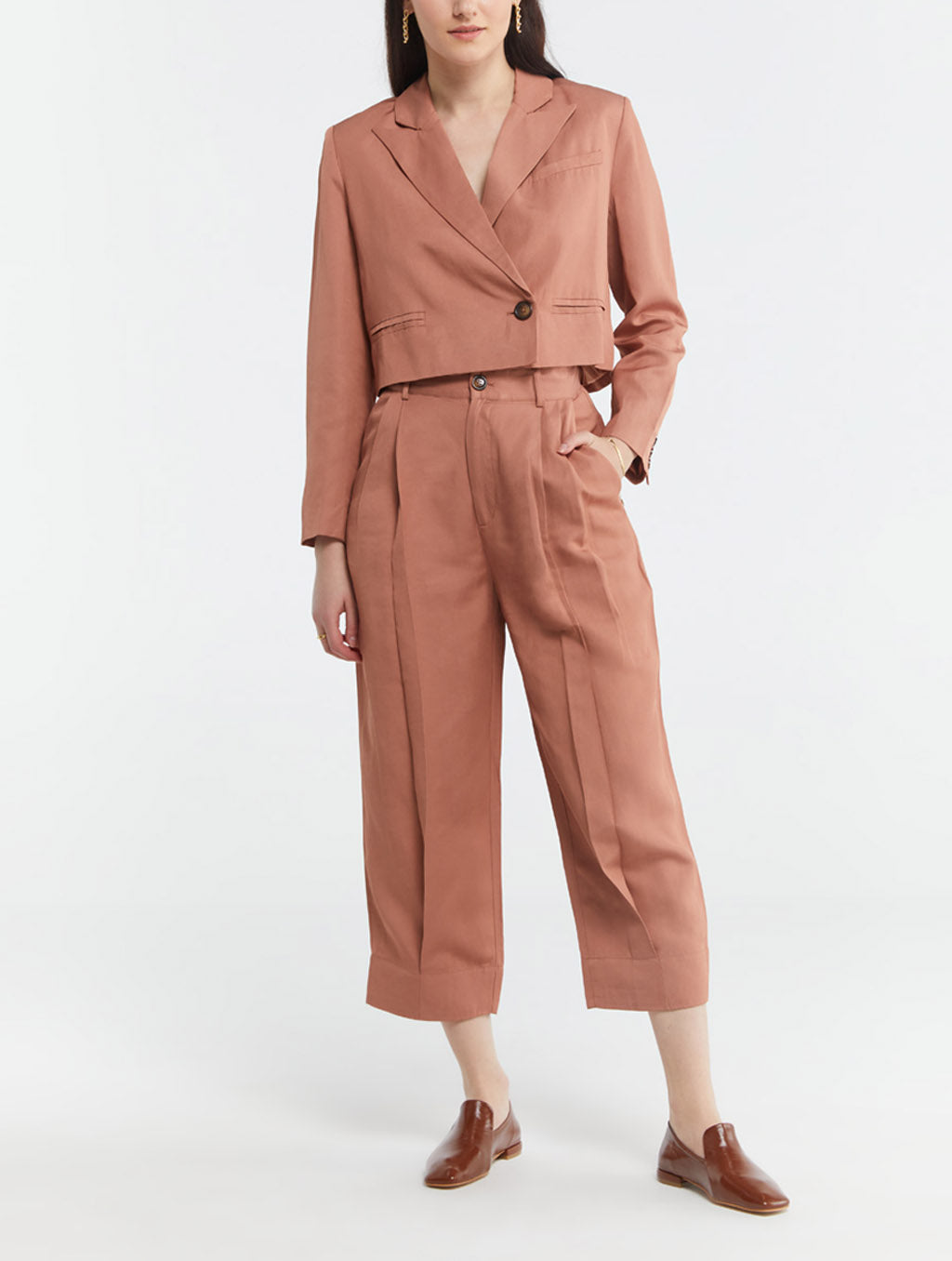 Cropped Single Buttoned Blazer