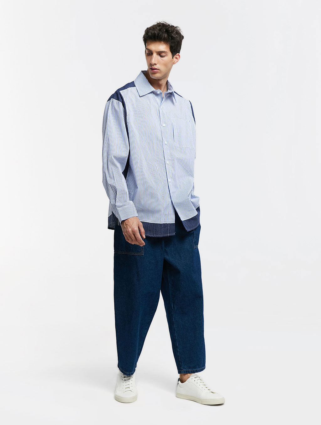 Cropped Washed Denim Pants