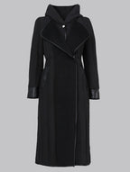 Leather Trim Patchwork A-line Puffer