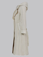 Leather Trim Patchwork A-line Puffer