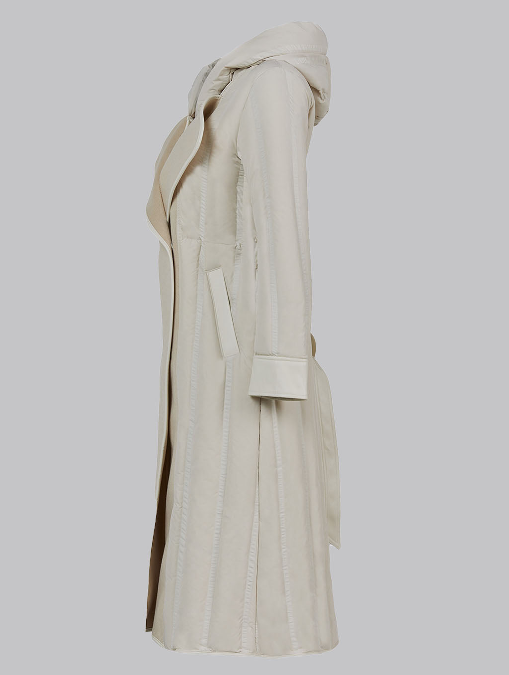 Leather Trim Patchwork A-line Puffer