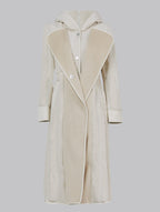 Leather Trim Patchwork A-line Puffer