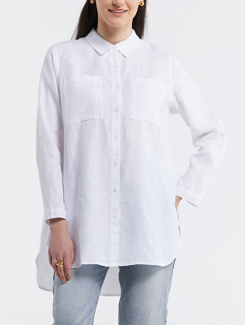 Linen Boyfriend Long-Sleeve Shirt