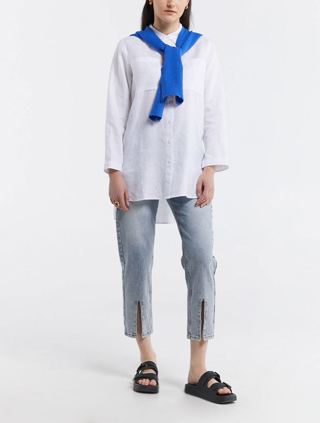 Linen Boyfriend Long-Sleeve Shirt