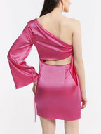 Cold Shoulder Side Tie Short Dress