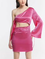 Cold Shoulder Side Tie Short Dress