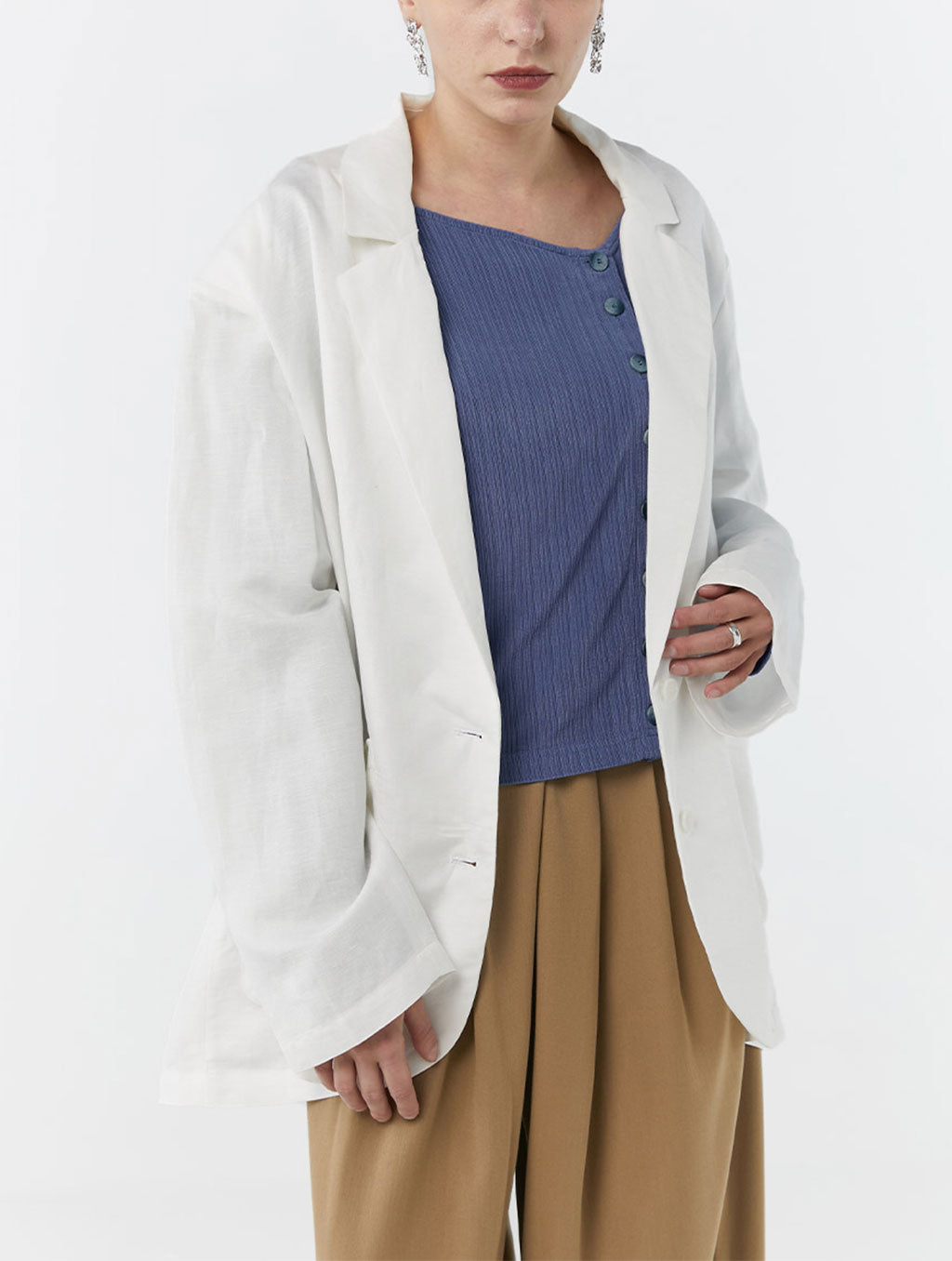 Notched Lapel Linen Blazer